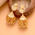 Temple Inspired Lakshmi White Stone Golden Jhumkas