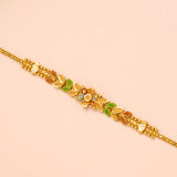Multi Colour Leaf with Floral Gold Bracelet