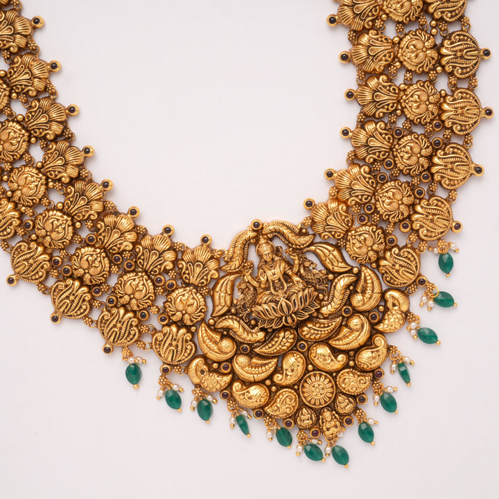 Antique Triple Layer Lakshmi Drops Golden Haram