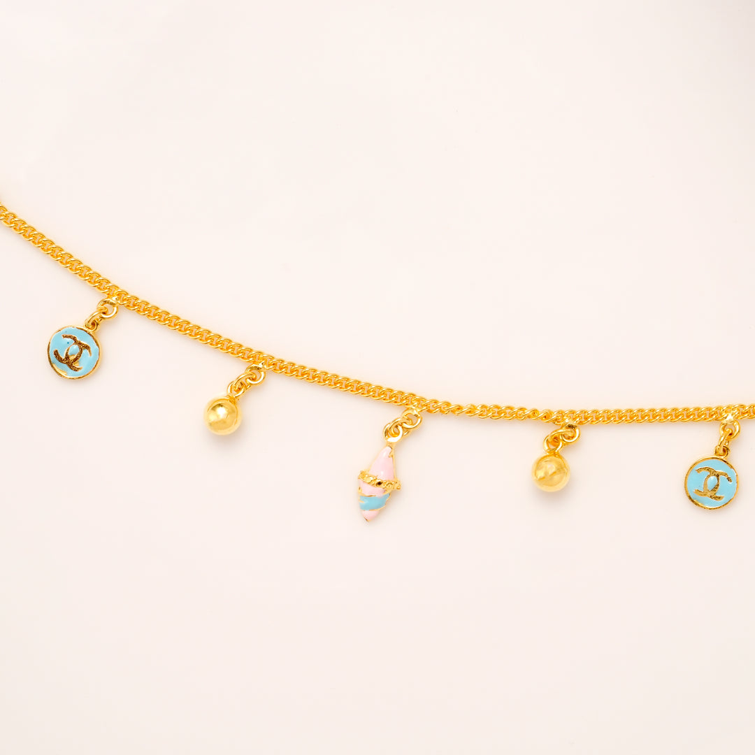 Silver Gold Plated Smiley Charm Bracelet