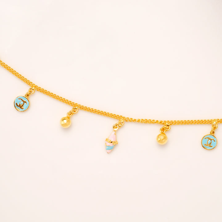 Silver Gold Plated Smiley Charm Bracelet