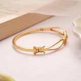 Trendy Triple Floral Curve Design Golden Kada