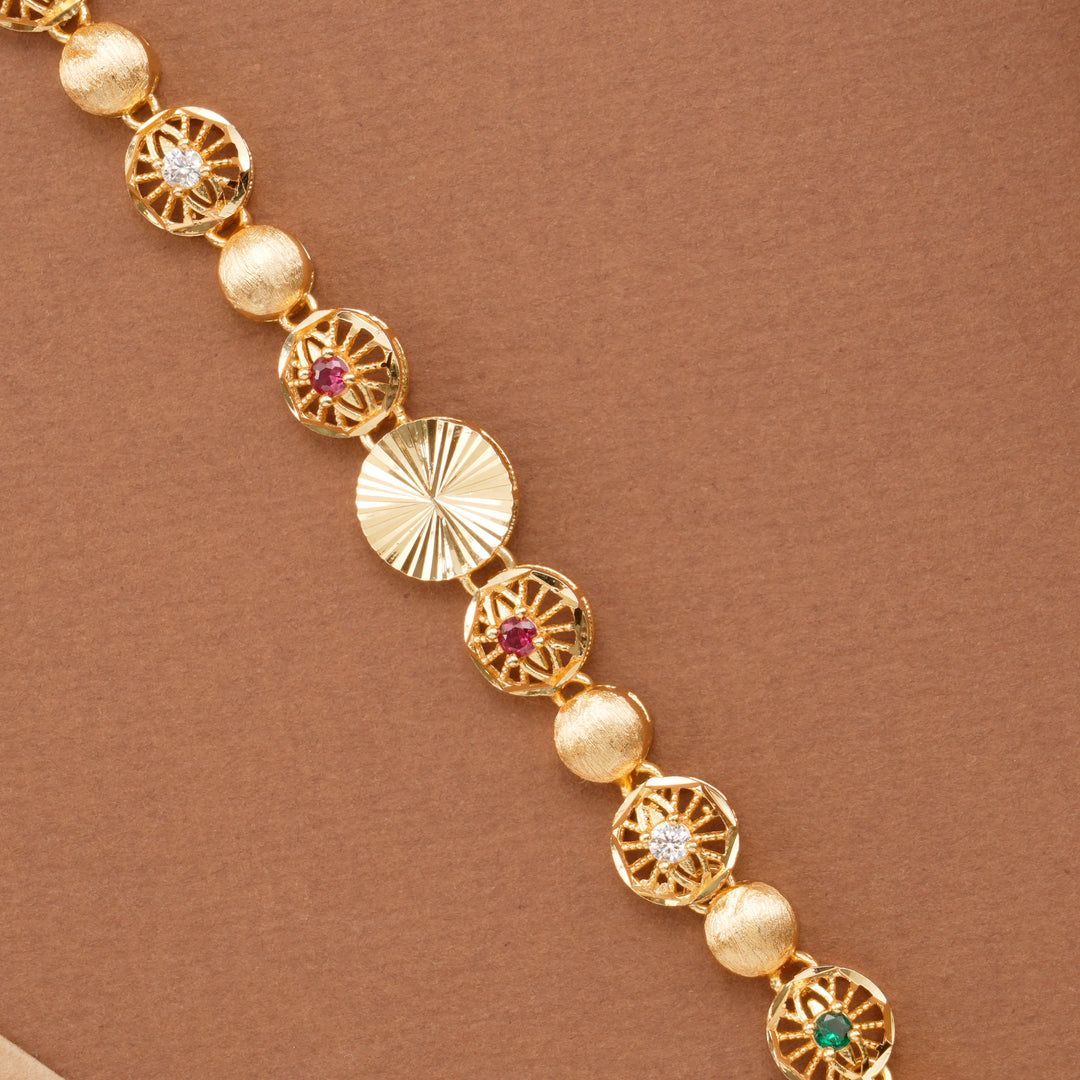 Elegant Beads Flower Design Gold Plated Bracelet