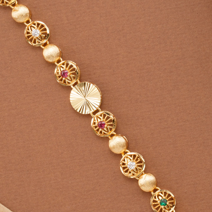 Elegant Beads Flower Design Gold Plated Bracelet