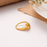 Floral Leaf Pattern Golden Ring
