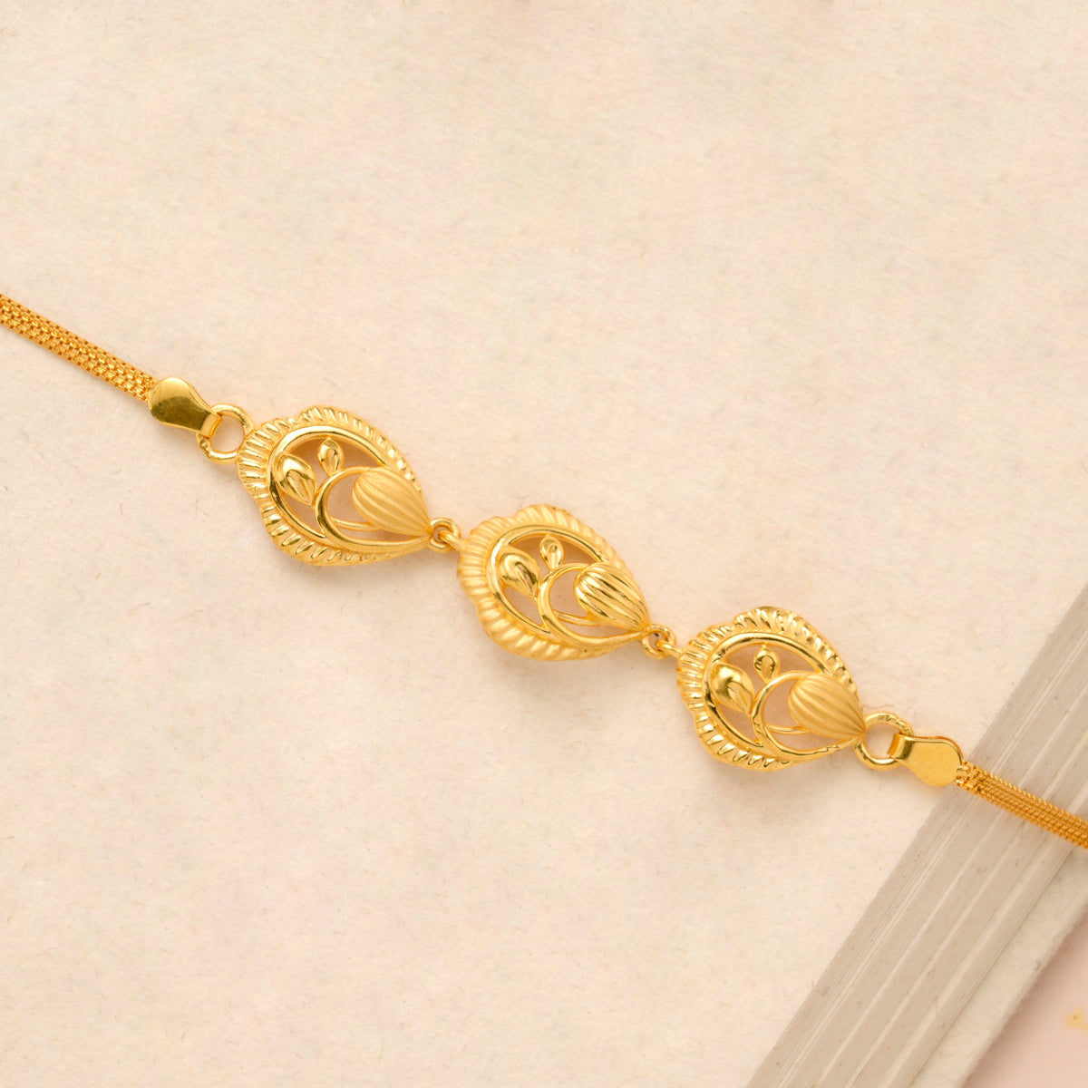 Triple Flower Gold Casting Bracelet