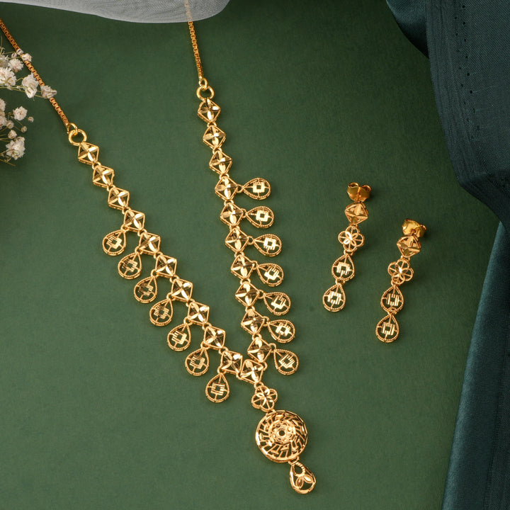 Floral Mesh Dubai Design Necklace Set