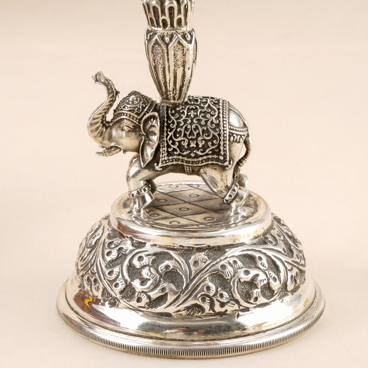 Antique Silver with Peacock-Elephant Vilakku