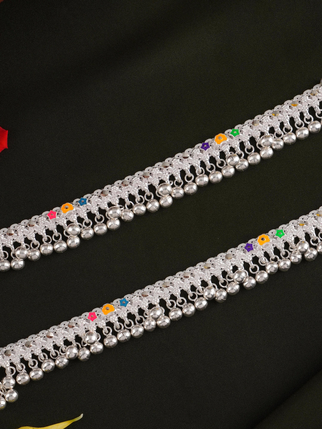 Malligai with Bells Silver Anklet