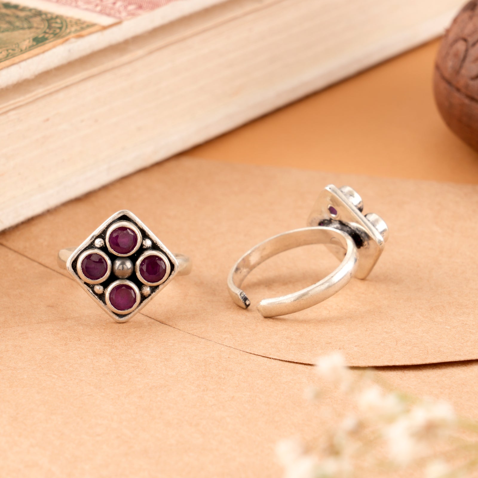 Antique Ruby Design Silver Metti