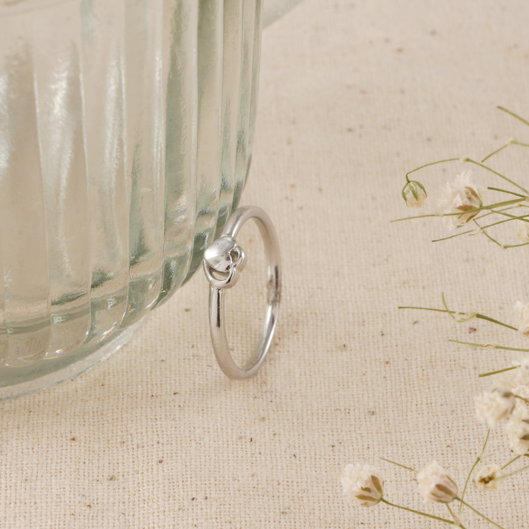 Unique Double Heart Baby Silver Ring