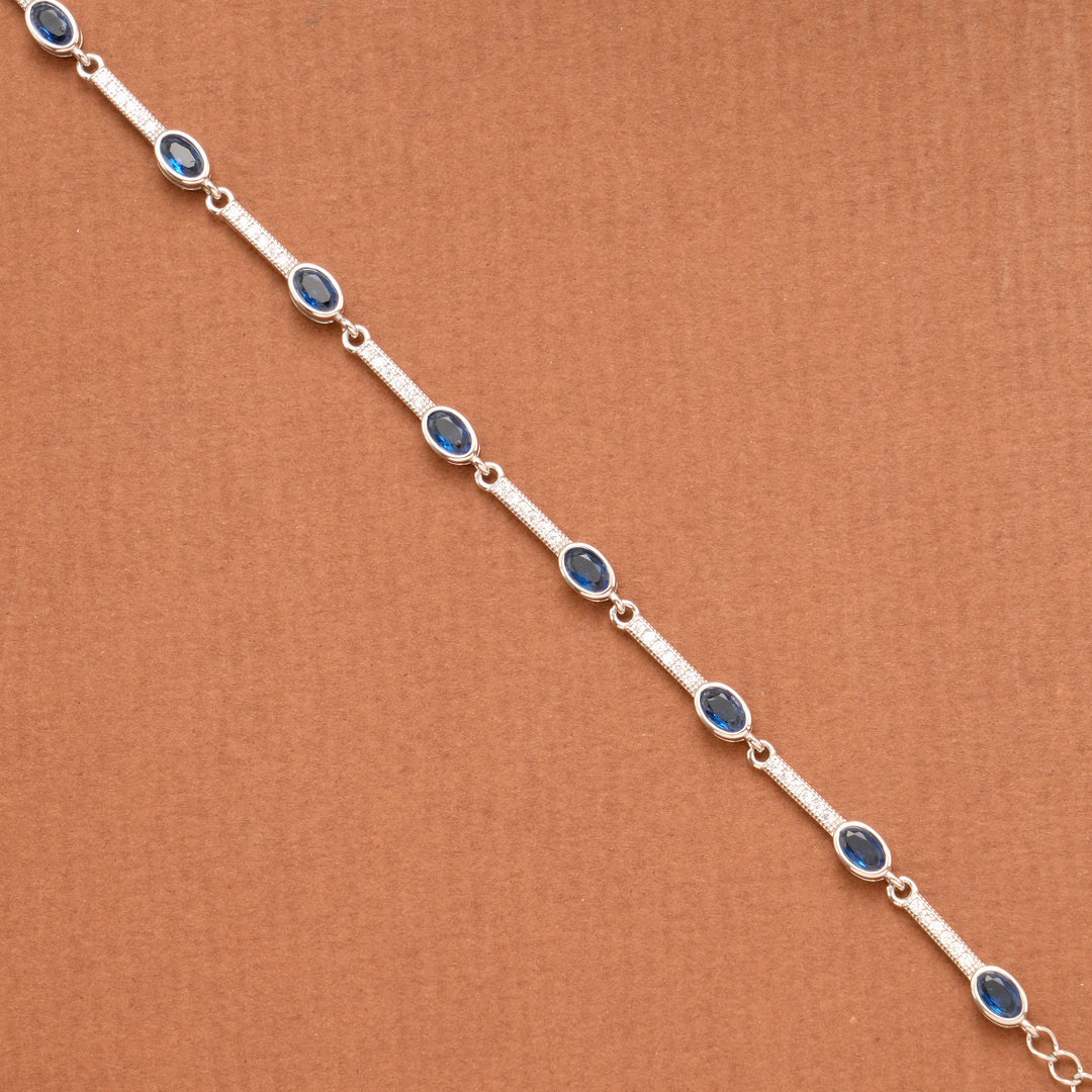 Fancy Blue Stone Silver Women’s Bracelet
