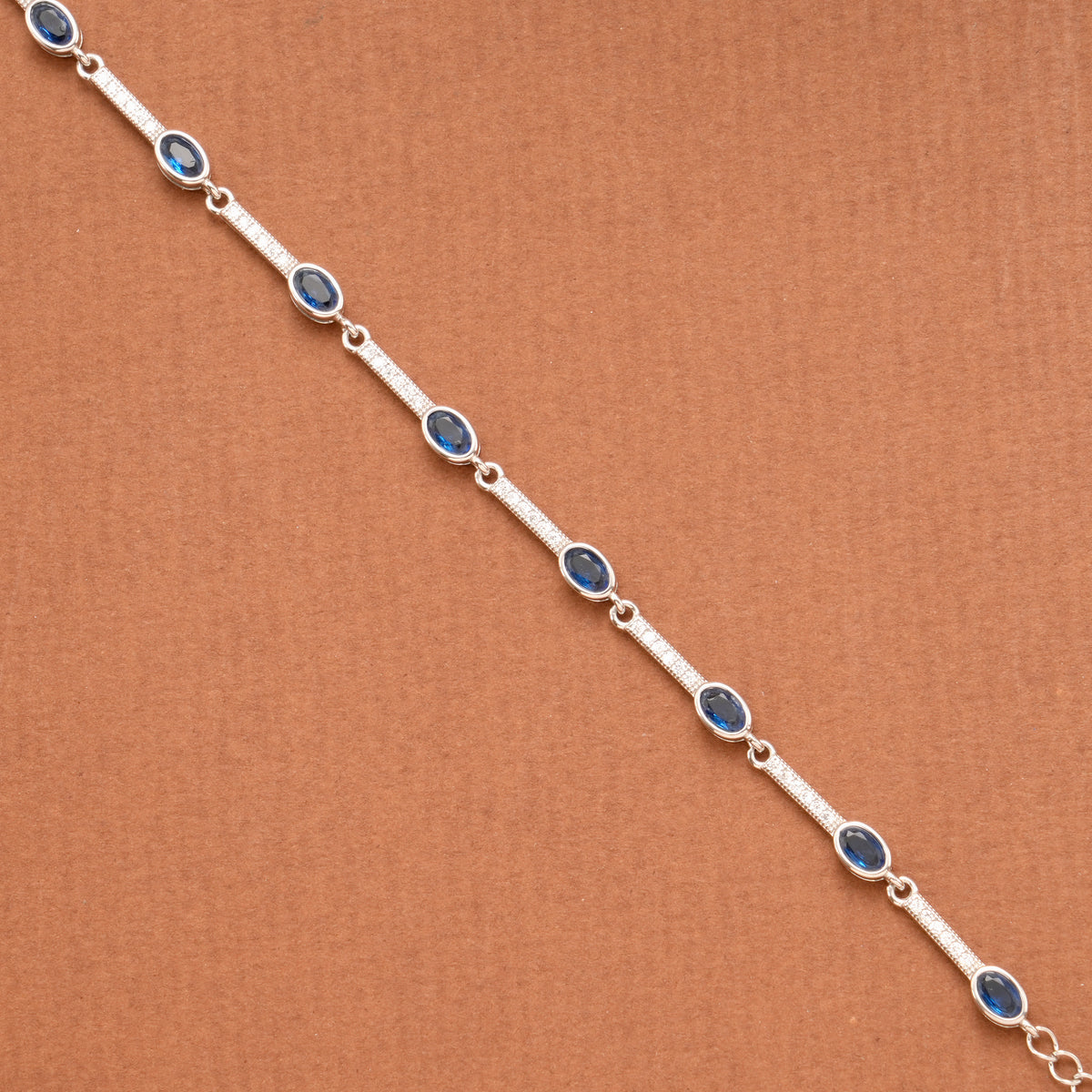 Fancy Blue Stone Silver Women’s Bracelet