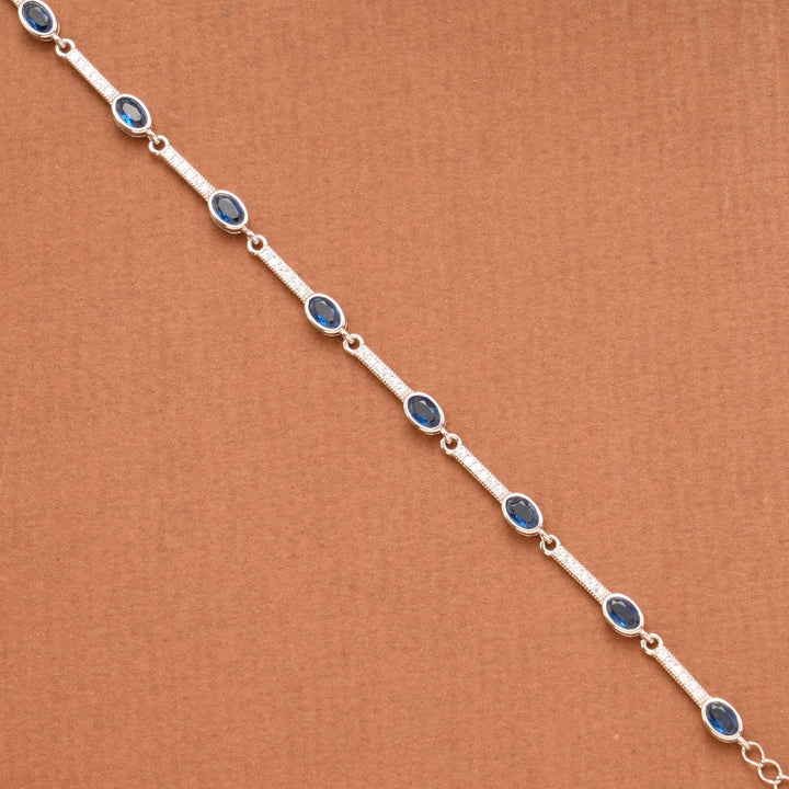 Fancy Blue Stone Silver Women’s Bracelet