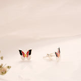 Multicolor Enamel Butterfly Silver Stud