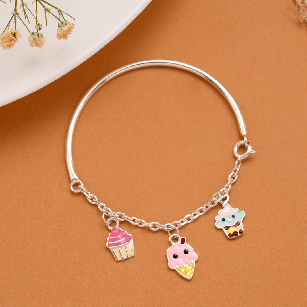 Ice Cream Cup Cake Silver Baby Bangle