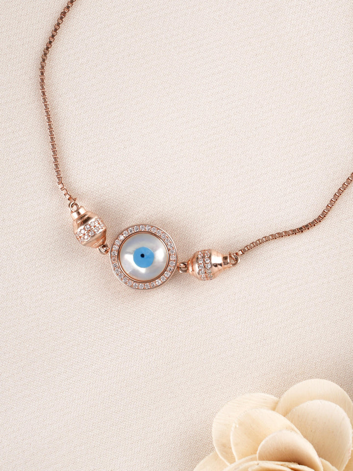 Rose Gold Plated Evil Eye Wave Bracelet