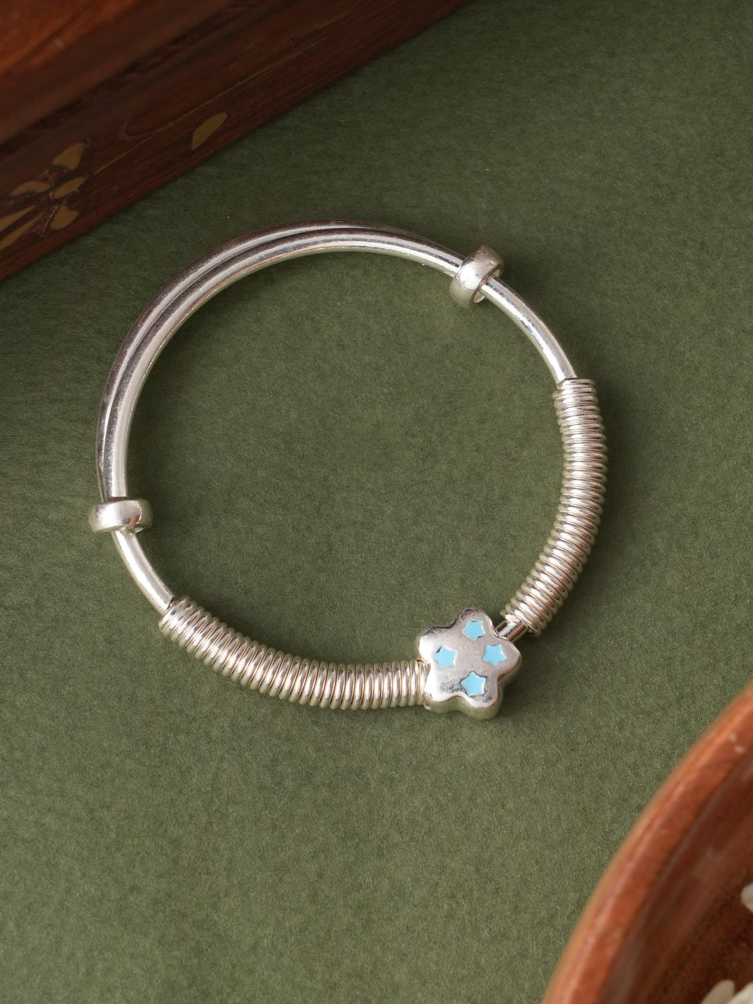 Pandora blue floral charm bangle