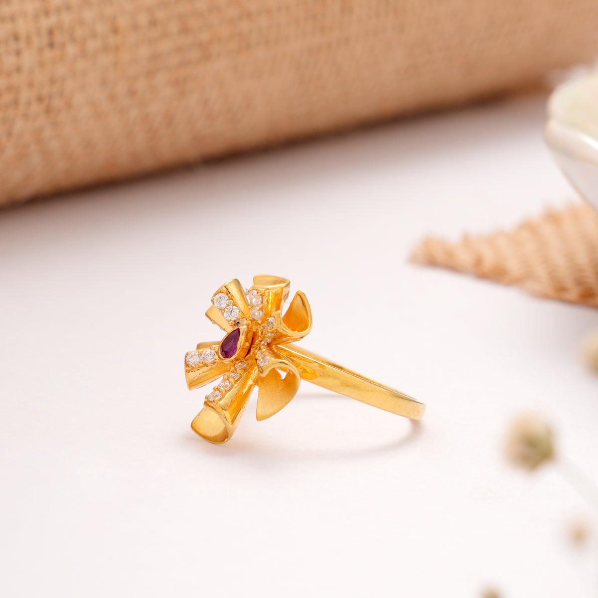 Spiritual Blossom Floral Golden Ring