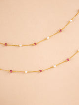 Ruby Ball and White Pearl Gold Anklet