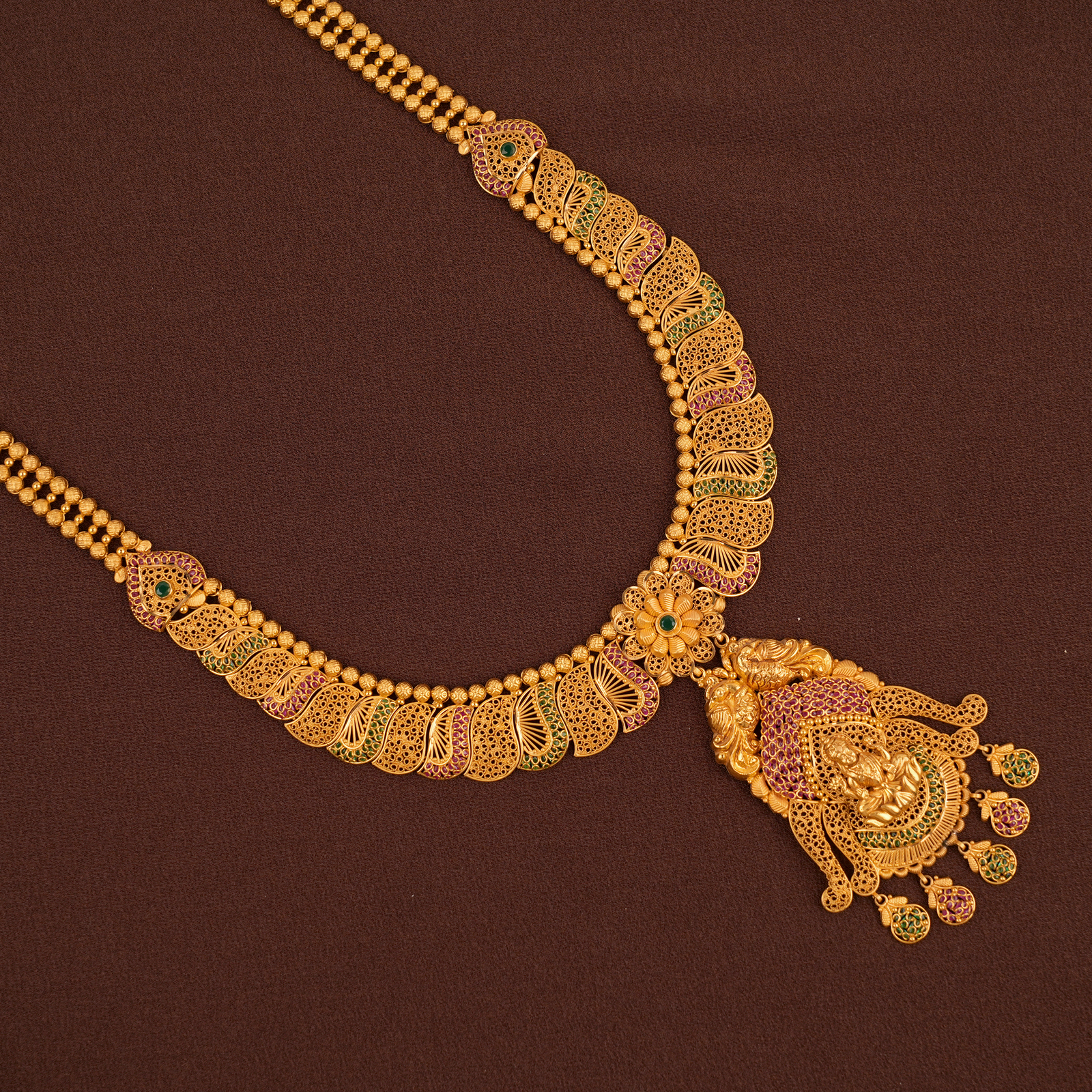 Intricate Lakshmi Pendant Gold Haram