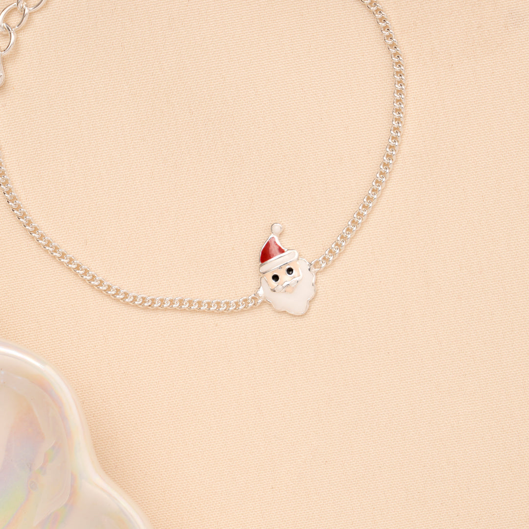 Santa Claus Enamel Baby Silver Bracelet