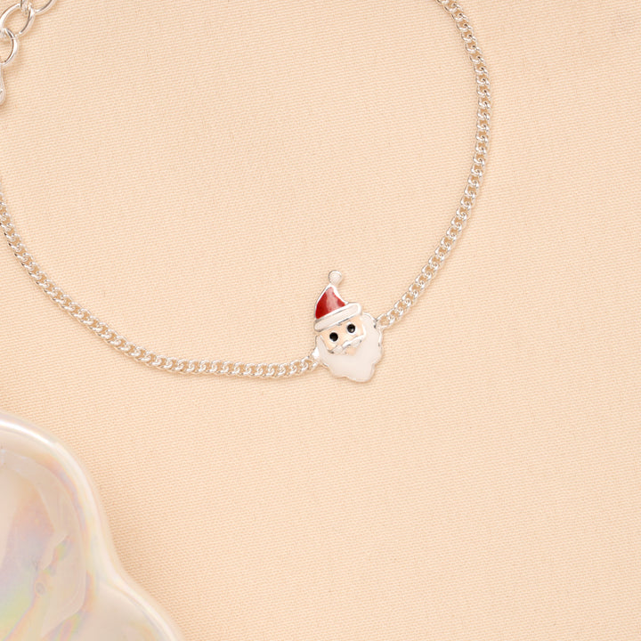 Santa Claus Enamel Baby Silver Bracelet