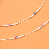 Green & Red Enamel Silver Anklet