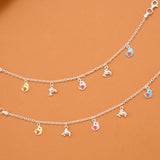 Colorful Birds Silver Baby Anklets