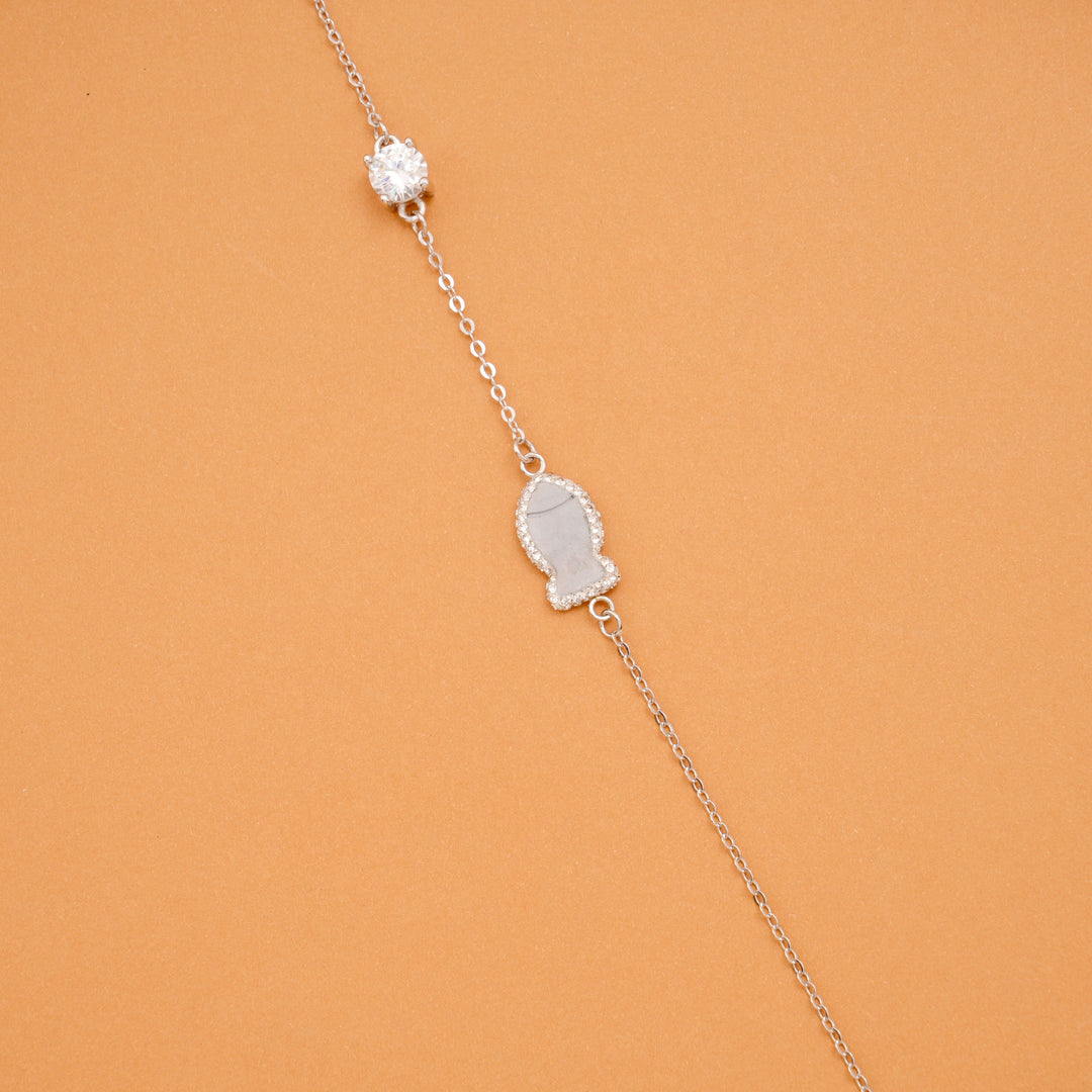 Minimal Fish Charm Silver Stone Bracelet