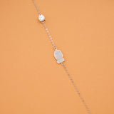 Minimal Fish Charm Silver Stone Bracelet