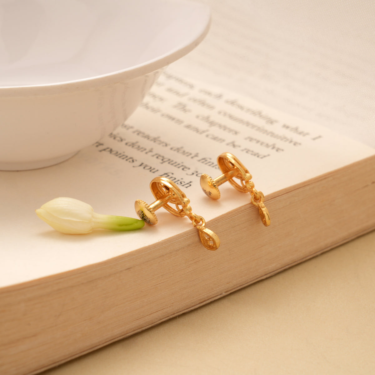 Dangling Tear Drop Circular Golden Earring