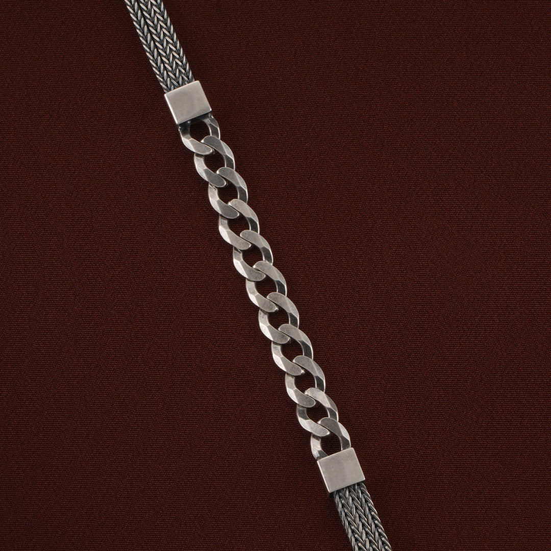 Figaro Mesh Rope Men’s Silver Bracelet