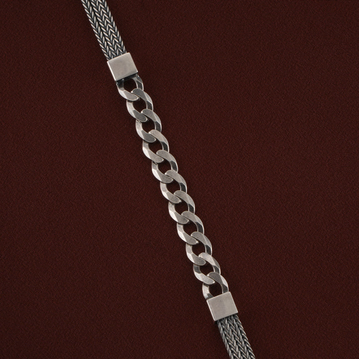 Figaro Mesh Rope Men’s Silver Bracelet