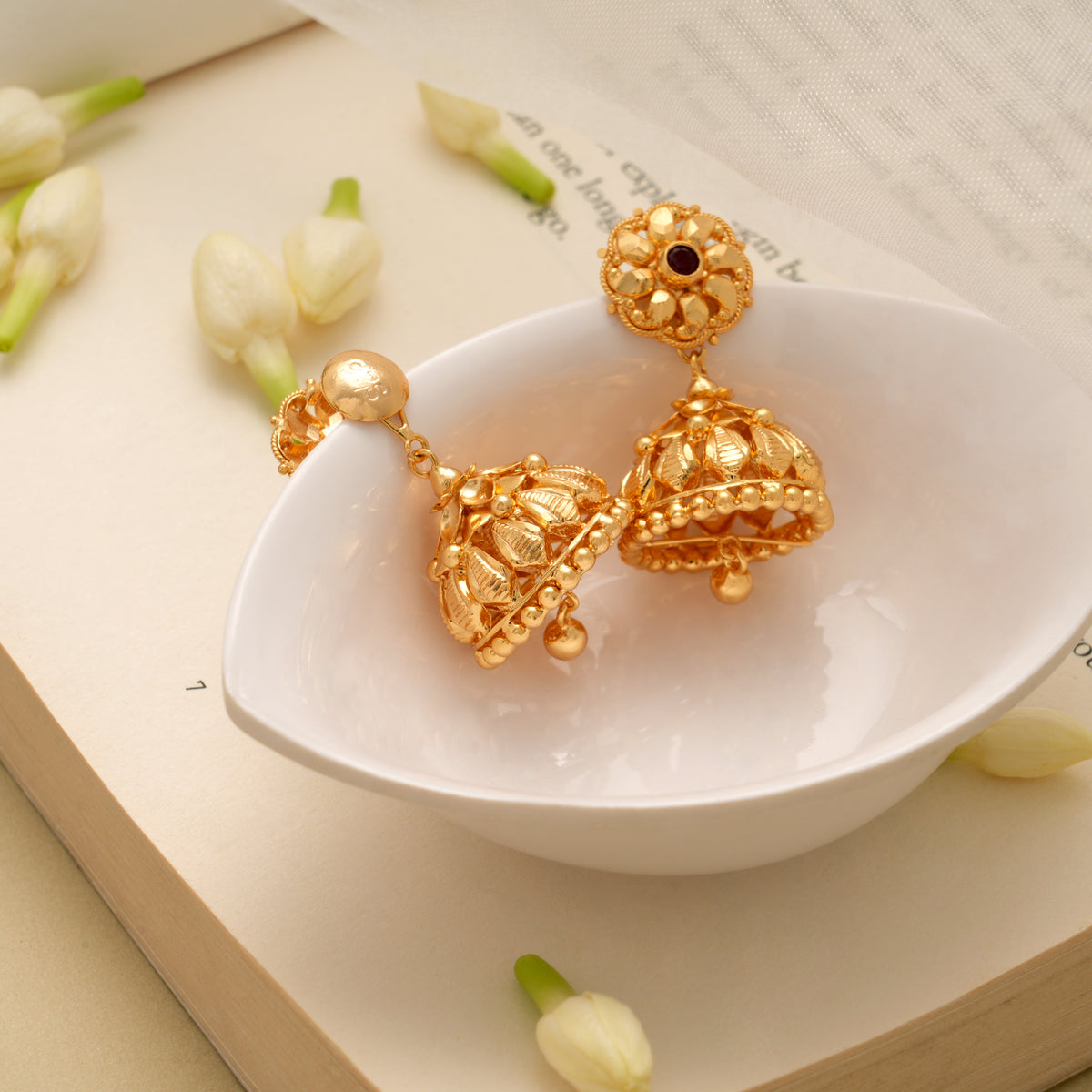 Regal Bell Shape Golden Drop Jhumkas