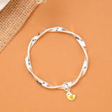 Twisted Silver Bangle with Duck Charm for Babies