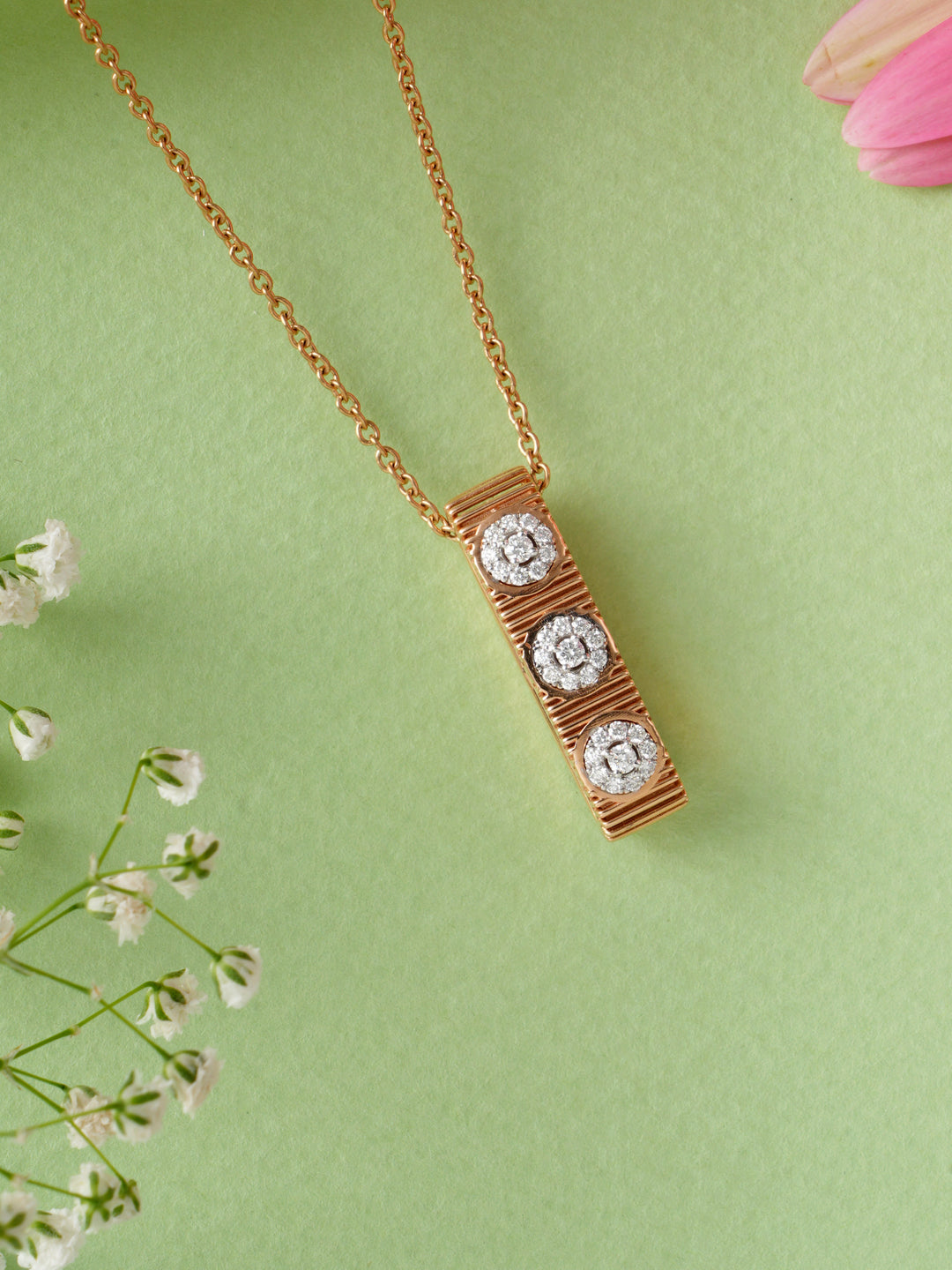 Diamond Vertical Bar Rose Gold Chain