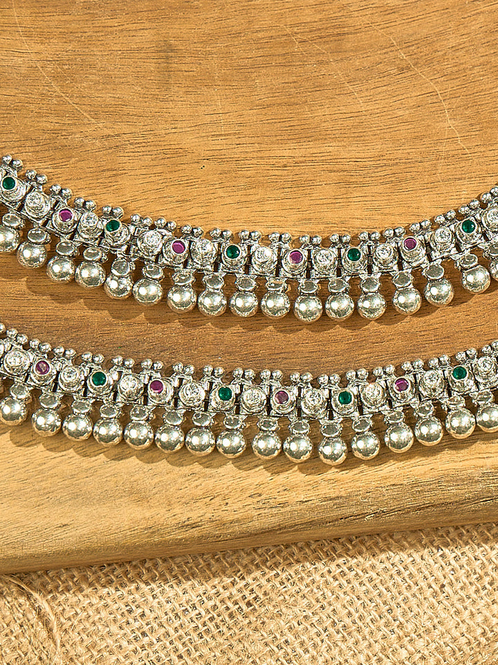 Emerald & Ruby Gemstone Anklets