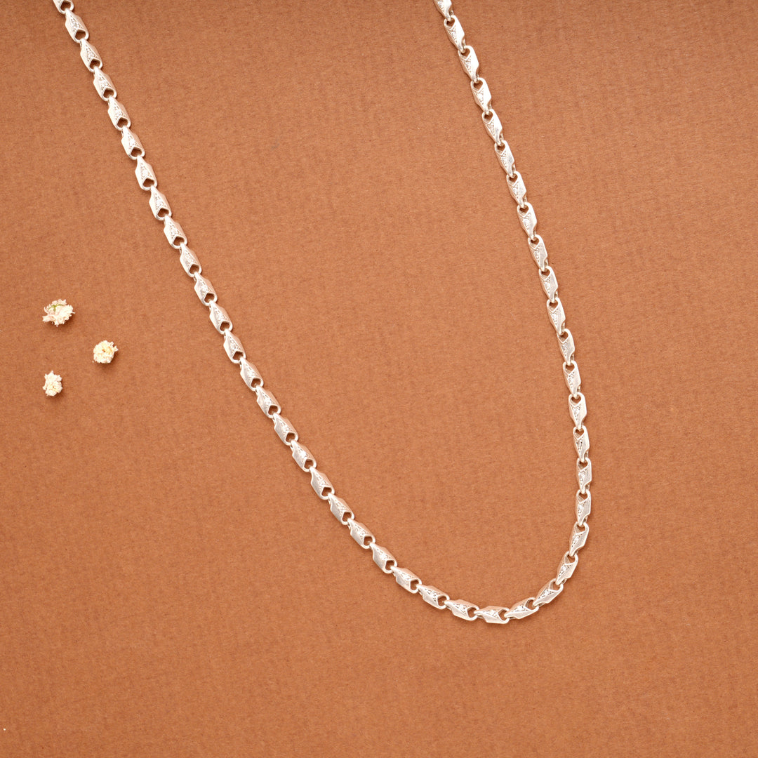 Leaf Shaped Link Silver Men’s Chain