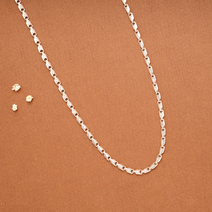 Leaf Shaped Link Silver Men’s Chain