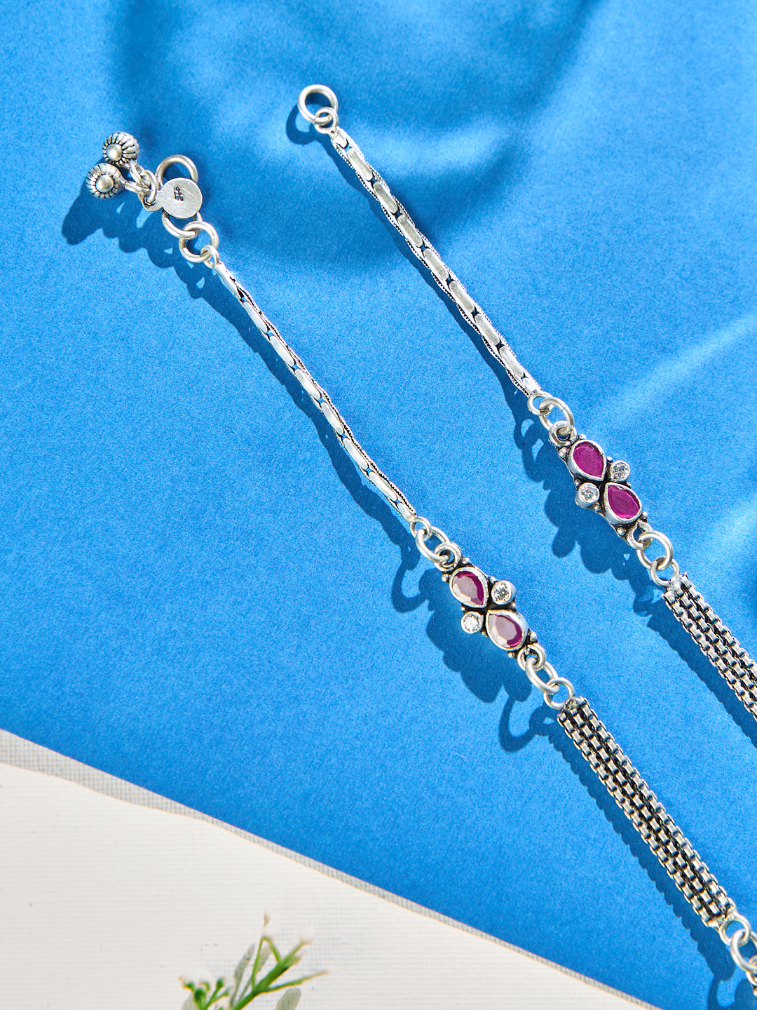 Ruby Delight Charm Antique Anklet