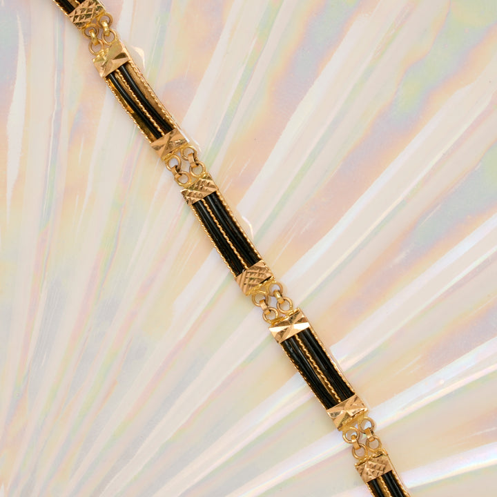 Geometric Square Black Thread Gold Bracelet