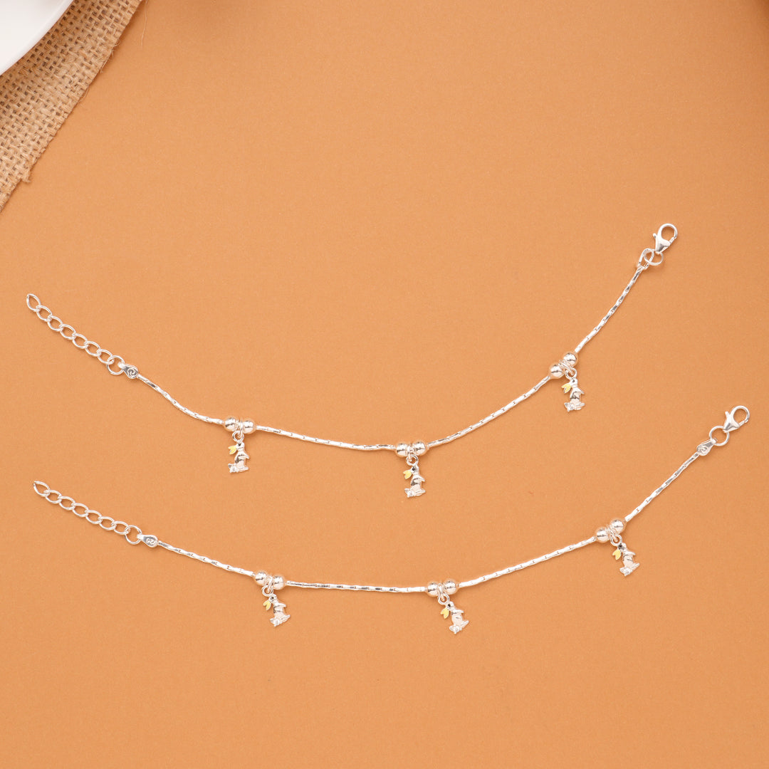 Little Bunny Charm Baby Silver Anklet