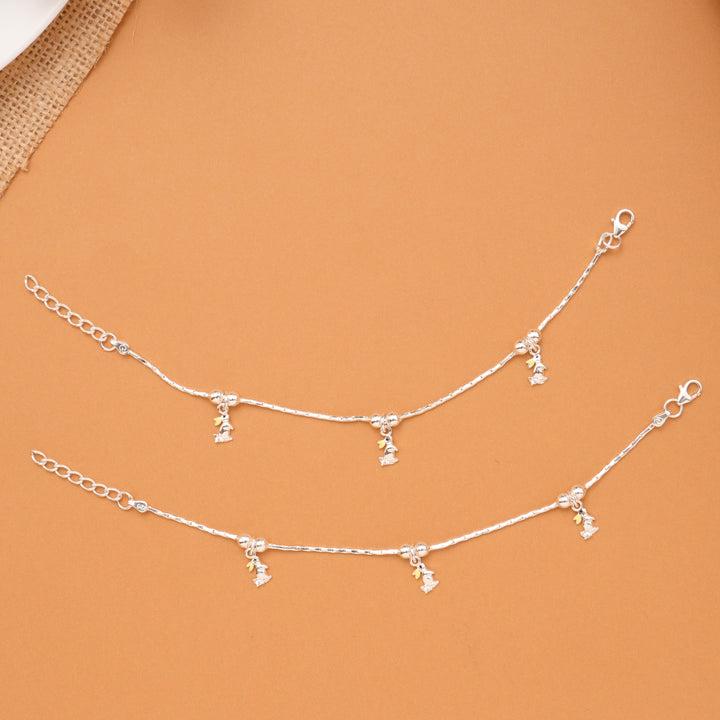 Little Bunny Charm Baby Silver Anklet