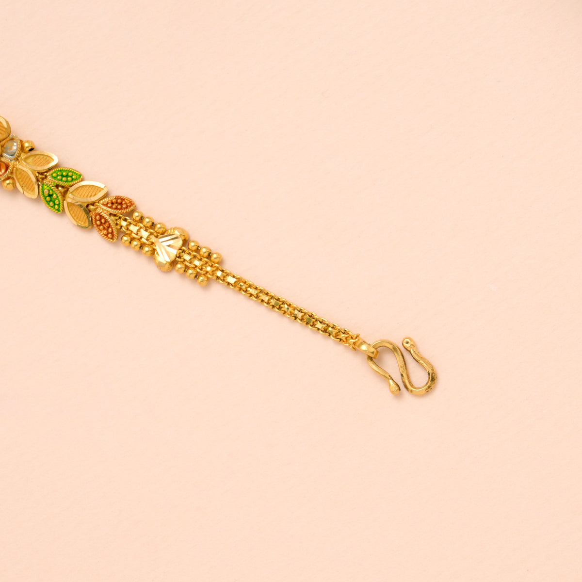 Multi Colour Leaf with Floral Gold Bracelet