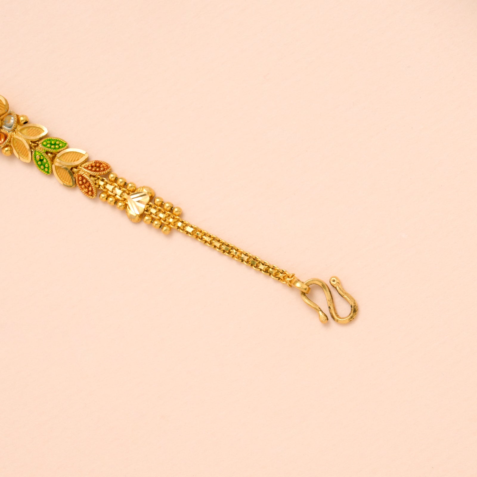 Multi Colour Leaf with Floral Gold Bracelet