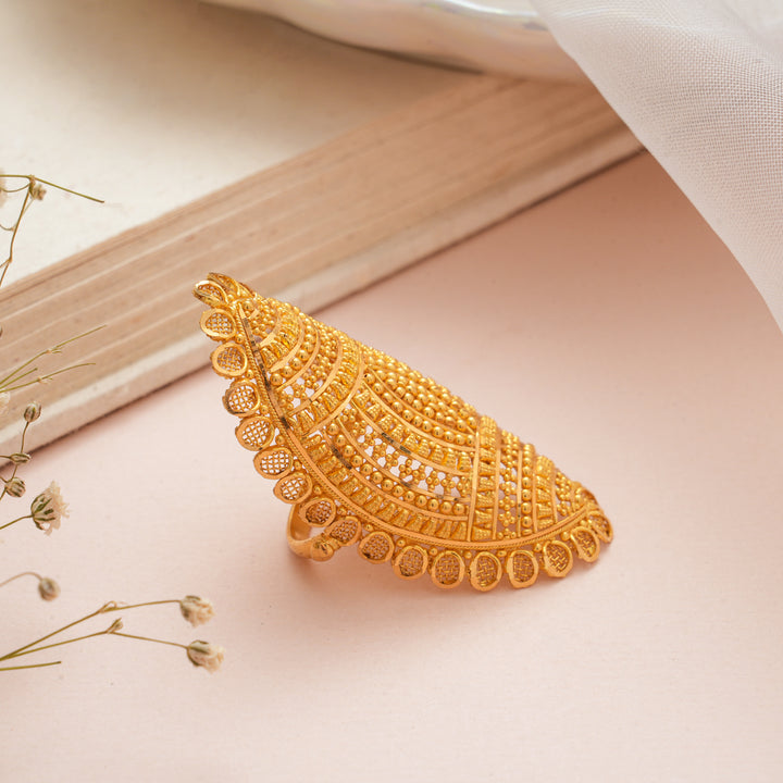 Traditional Carving Bridal Gold Finger Ring