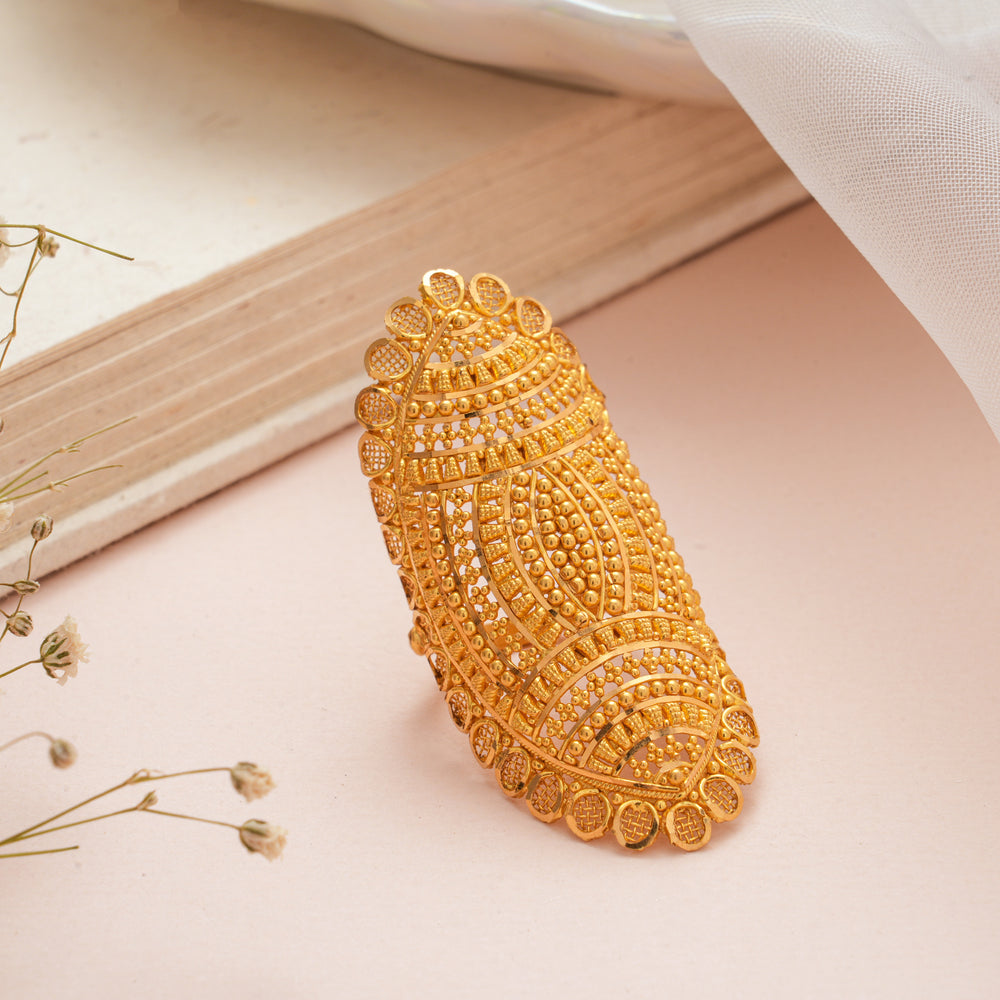 Traditional Carving Bridal Gold Finger Ring