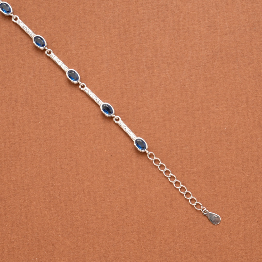 Fancy Blue Stone Silver Women’s Bracelet