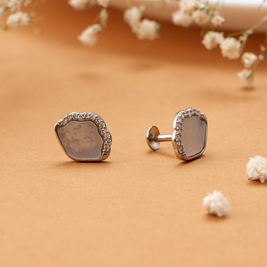 Mother of Pearl with White Stone Studs